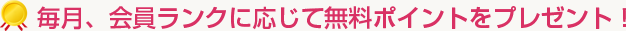 毎月、会員ランクに応じて無料ポイントをプレゼント!