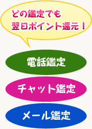 電話鑑定、チャット鑑定、メール鑑定どの鑑定でも翌日ポイント還元!